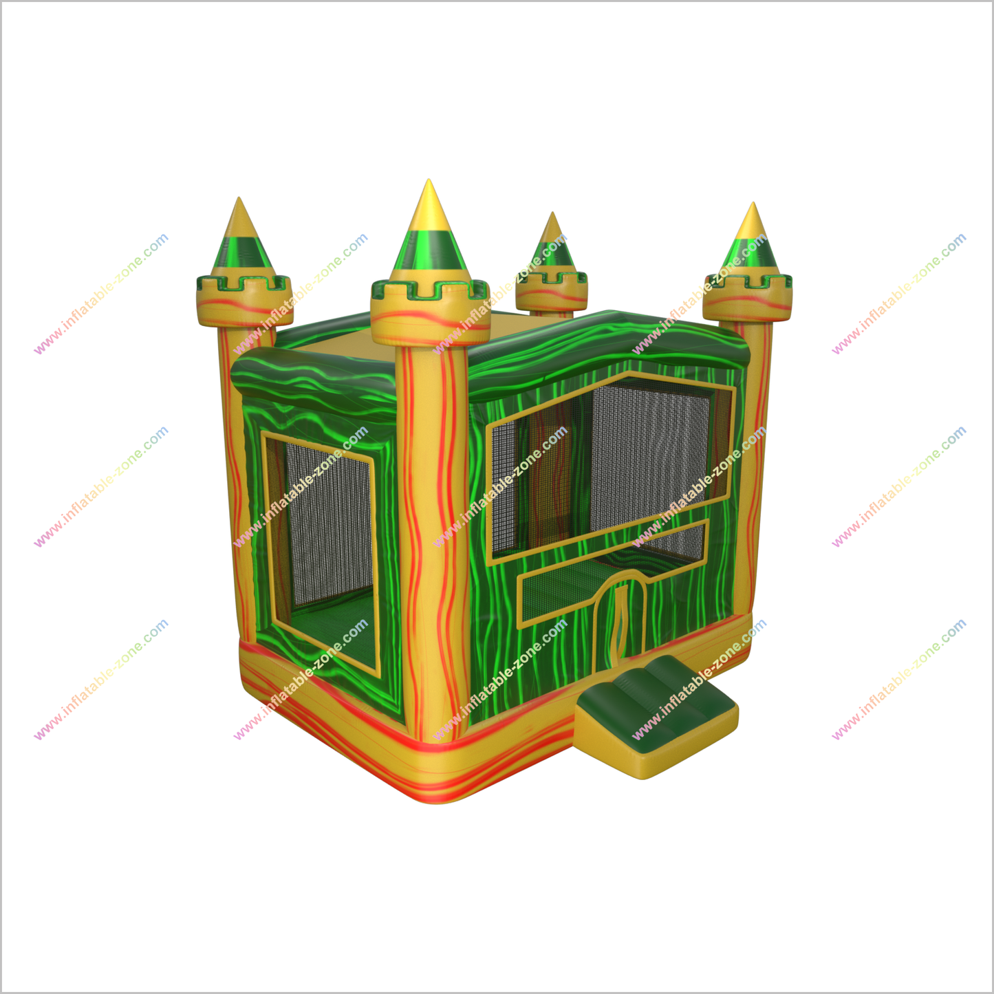 Jungle Castle Inflatable Bouncing House Marble Yellow And Green Inflatable Jumper Party Equipment Rental - Inflatable-Zone