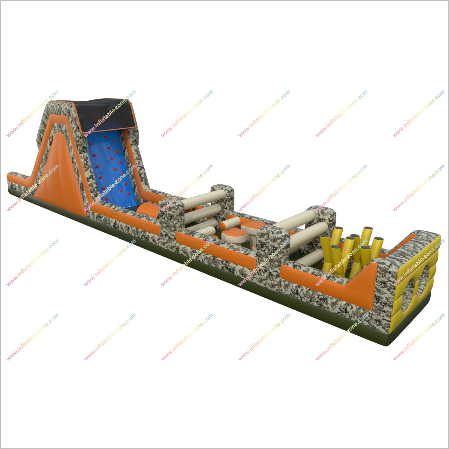 Slip N Slide Obstacle Course Inflatable Camo Obstacle Course Assault Course Inflatable Hire Near Me - Inflatable-Zone