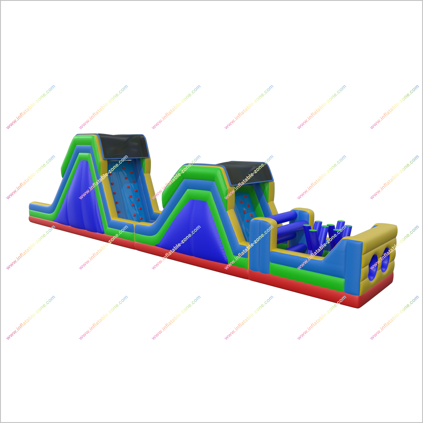 Inflatable Rainbow Obstacle Course Soft Rock Wall Climb And Double Slide Inflatable Obstacle Course Races - Inflatable-Zone