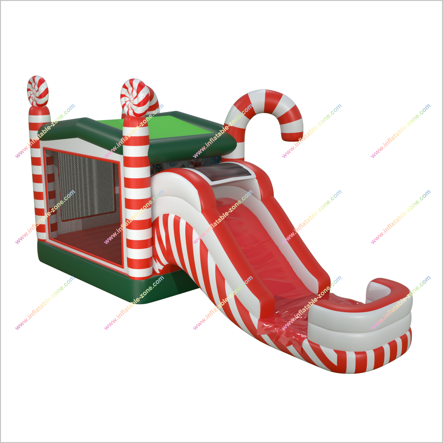 Christmas Candy Cane Bounce House And Water Slide Combo Bouncy Castle And Pool Inflatable Water Slide Rental Near Me - Inflatable-Zone