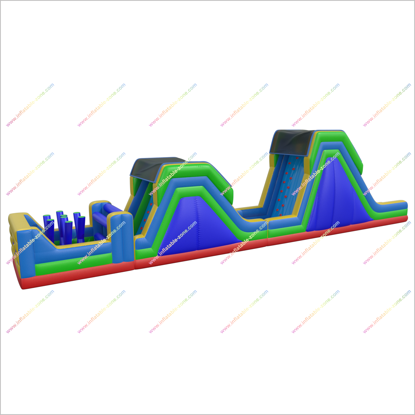 Inflatable Rainbow Obstacle Course Soft Rock Wall Climb And Double Slide Inflatable Obstacle Course Races - Inflatable-Zone