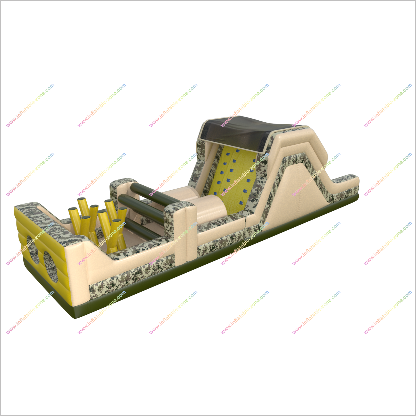 Long Army Inflatable Obstacle Course Outdoor Adults Inflatable Camouflage Obstacle Challenge Course Kids Playground - Inflatable-Zone
