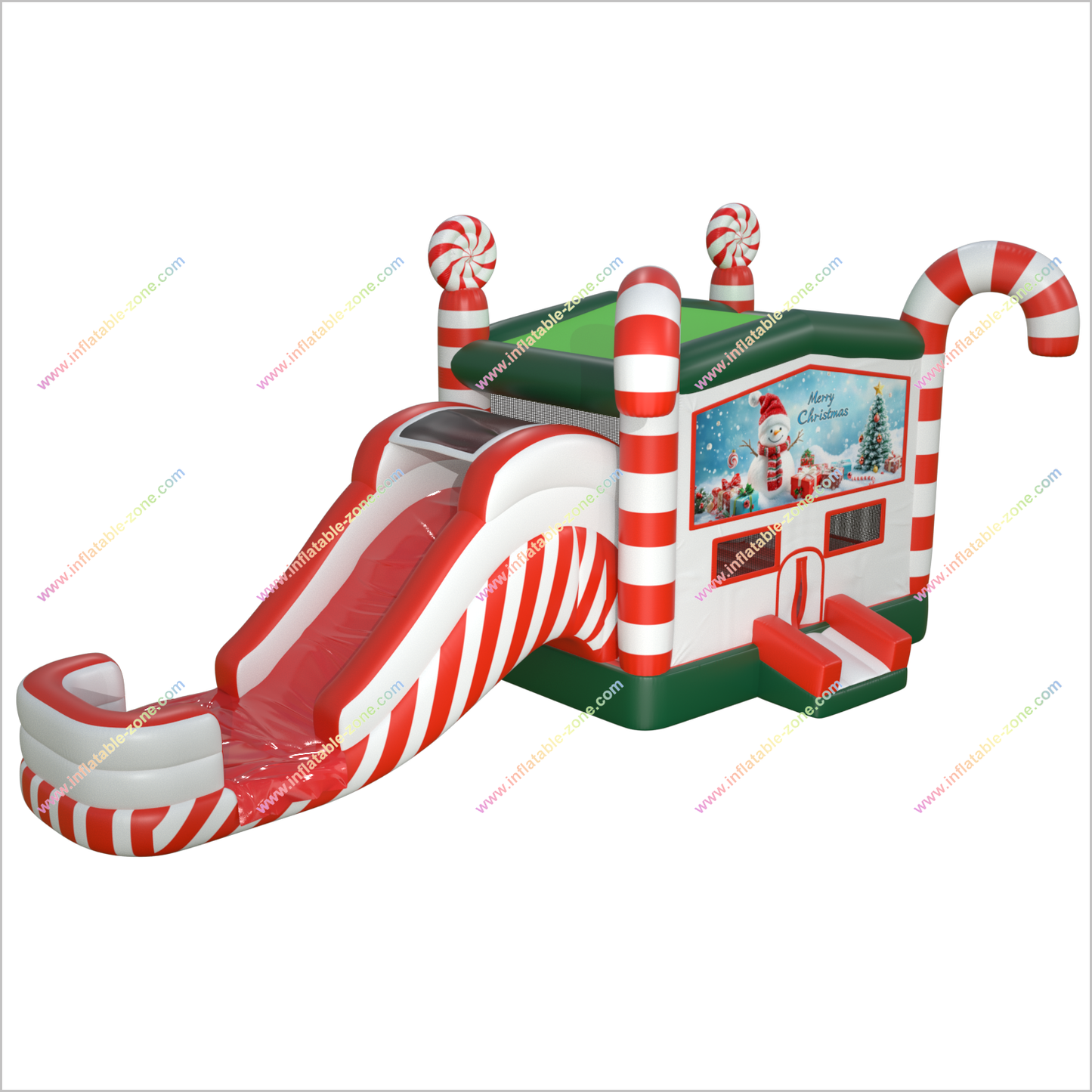 Christmas Candy Cane Bounce House And Water Slide Combo Bouncy Castle And Pool Inflatable Water Slide Rental Near Me - Inflatable-Zone