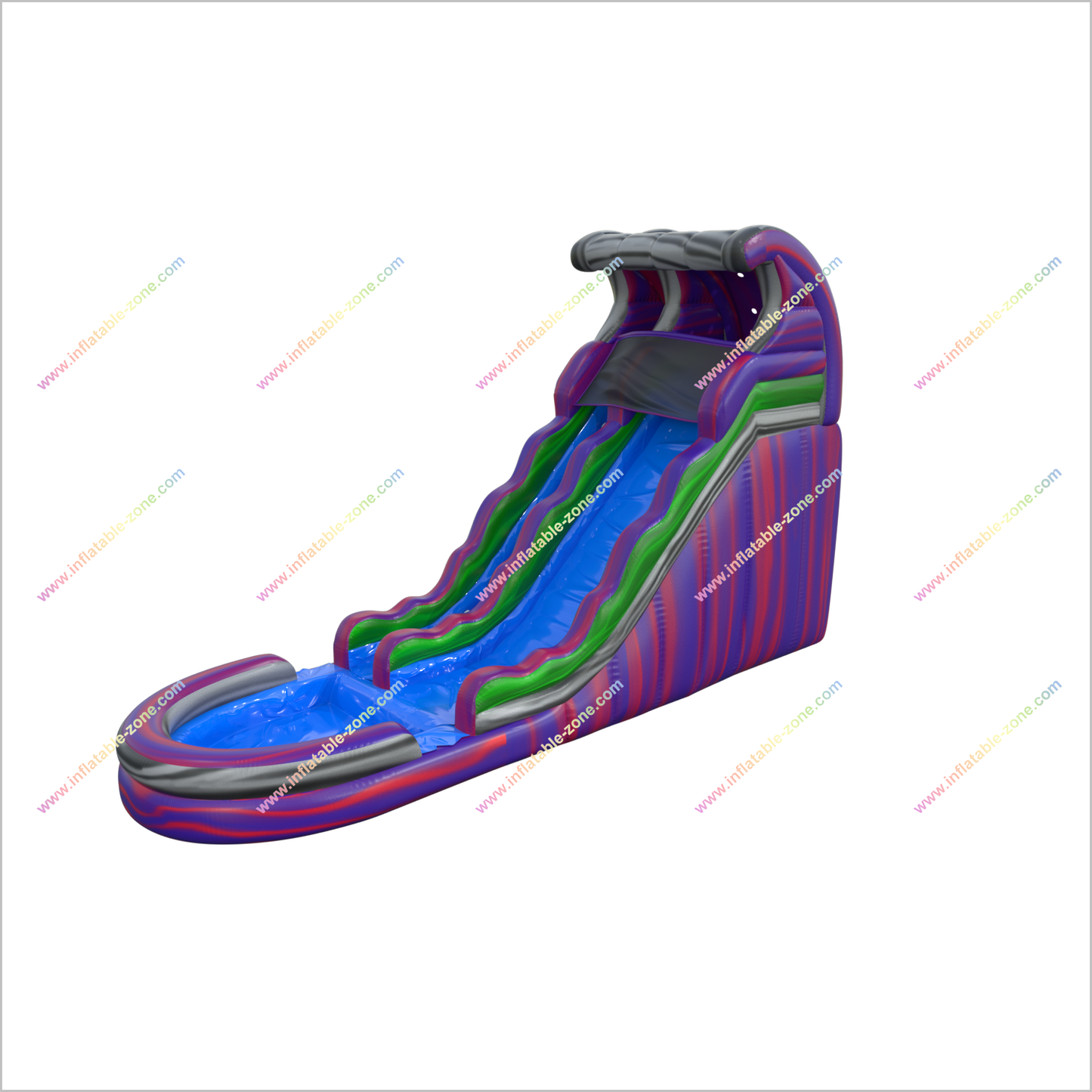 Purple Wave Inflatable Water Slide Liquid Magma Single Lane Water Slide Pool Inflatable Water Jumper - Inflatable-Zone