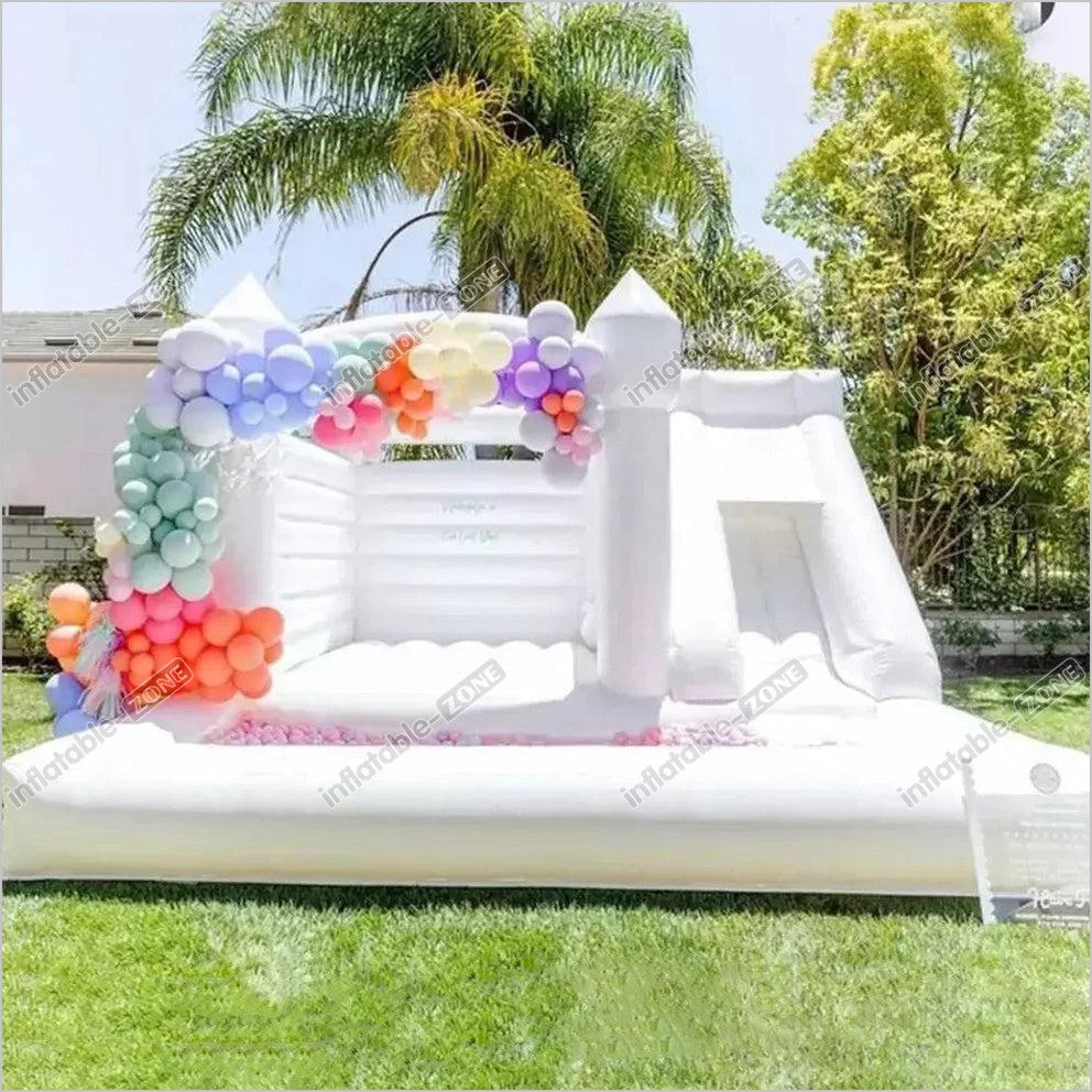 White Jumping Balloon Bouncy Castle With Ball Pit Jump For Joy Bounce House Slide Combo - Inflatable-Zone