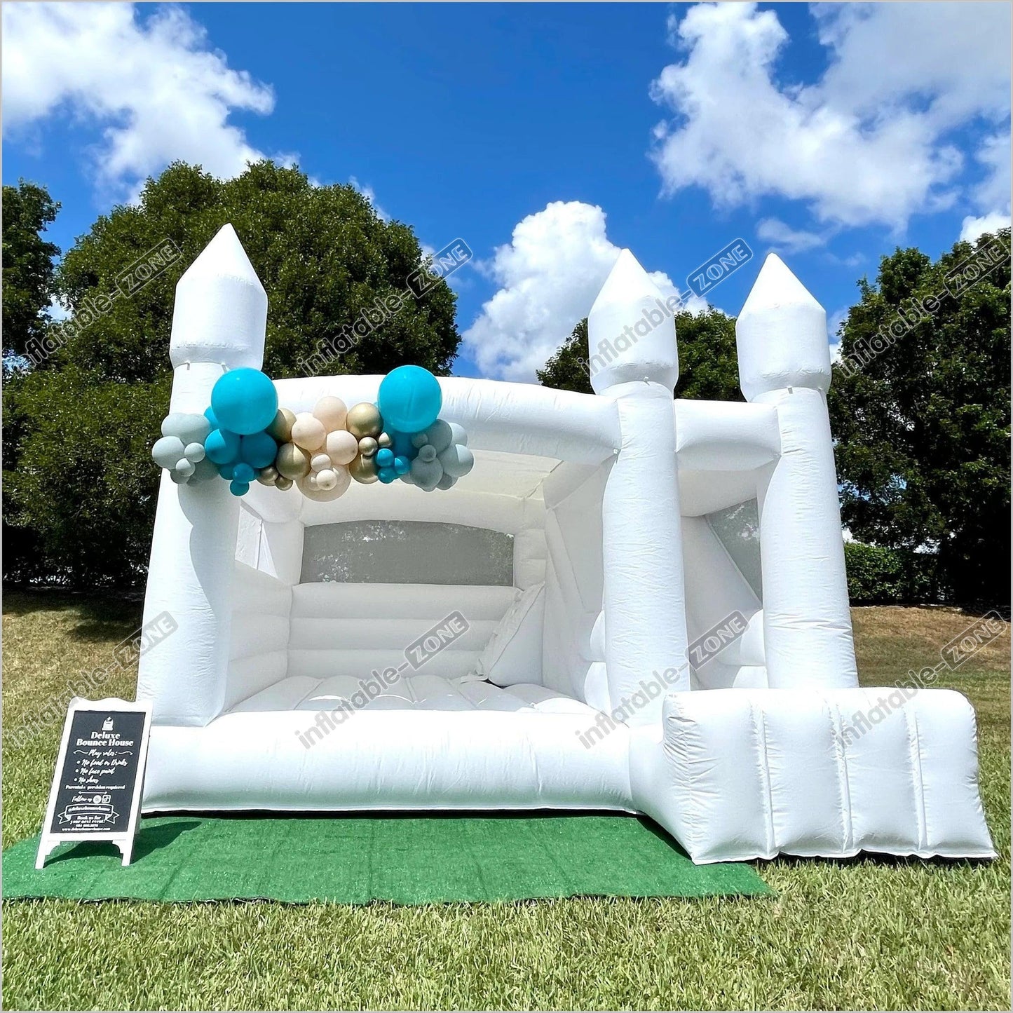 Commercial Balloon Bouncy Castle Ball Pit Bounce House Slide Combo White Inflatable Jumper For Wedding - Inflatable-Zone