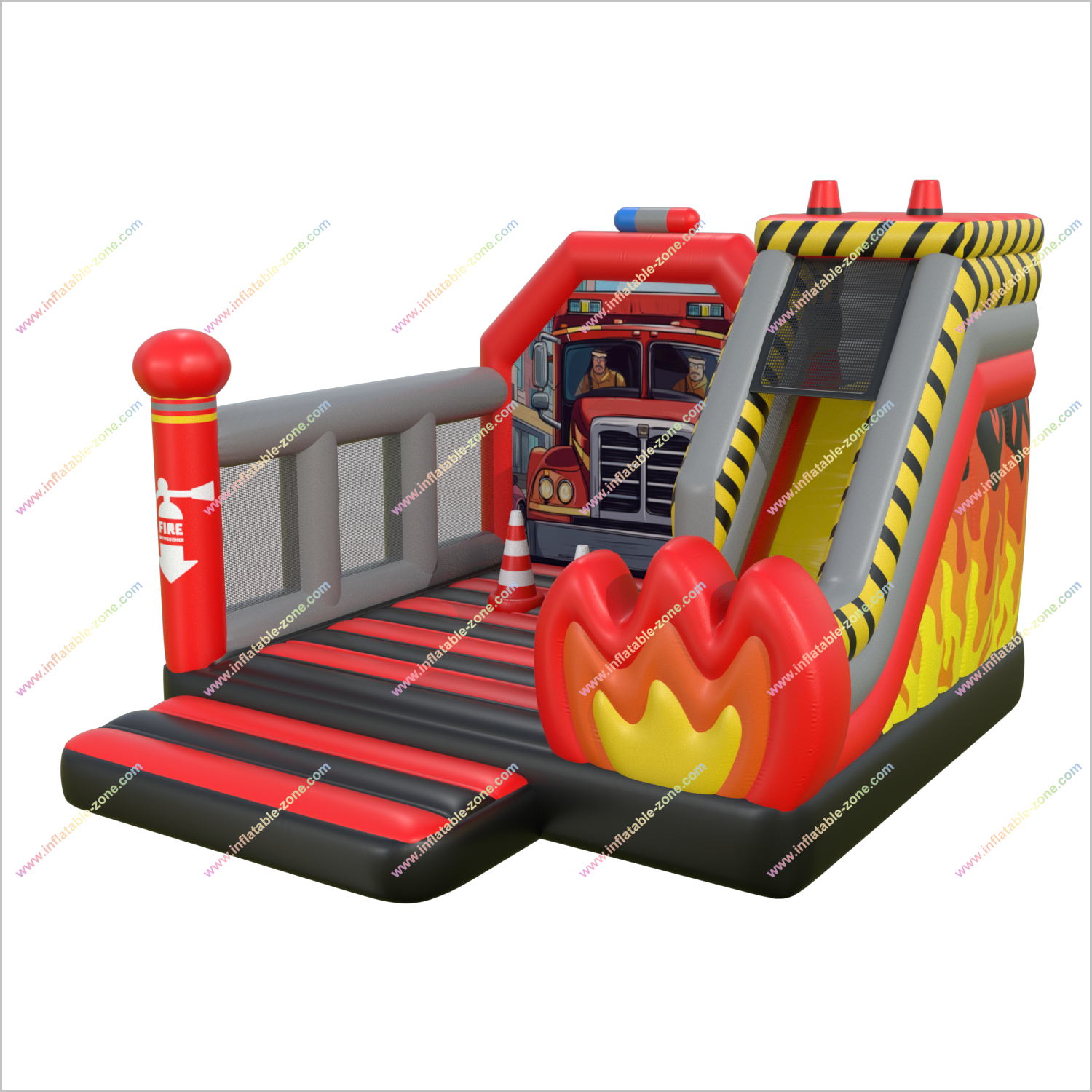 Fire Truck Inflatable Bouncer Slide Rentals Adult Inflatable Park Bold Combo Slide Bouncy Castle Hire - Inflatable-Zone