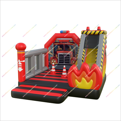 Fire Truck Inflatable Bouncer Slide Rentals Adult Inflatable Park Bold Combo Slide Bouncy Castle Hire - Inflatable-Zone