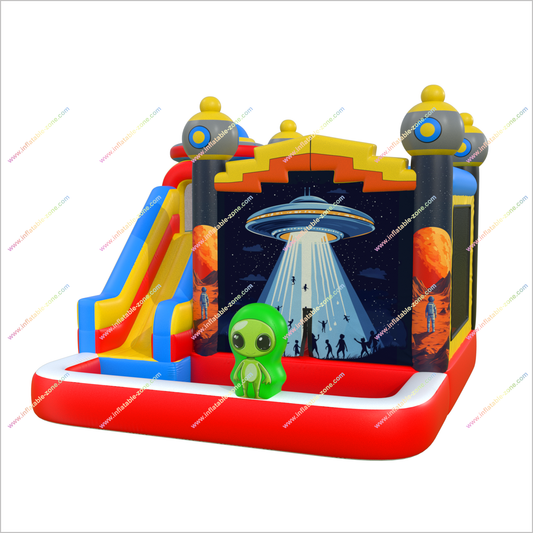 Space-Themed Bounce House Blow Up Slide Into Pool Rent Inflatable Bouncy Castle Ball Pit Slide Combo