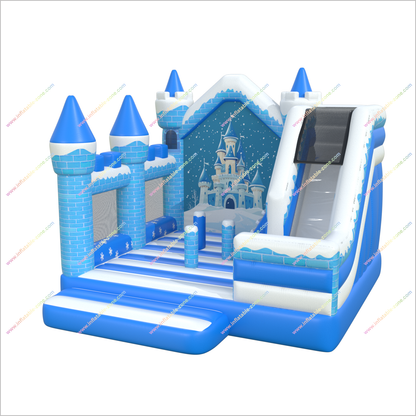 Frozen-Themed Castle Bouncer And Slide Combo Jumper Inflatable Bounce House With Slide For Sale