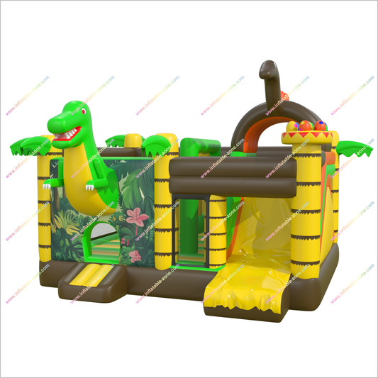 Bounce House Dinosaur Inflatable Combo Slide Jungle Madness Soft Play Bouncy Castle With Slide Happy Hop