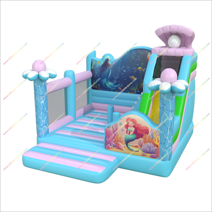 Mermaid Bounce House Small Inflatable Slides Combo Underwater Art Soft Play And Bouncy Castle Hire Pearl Slide - Inflatable-Zone