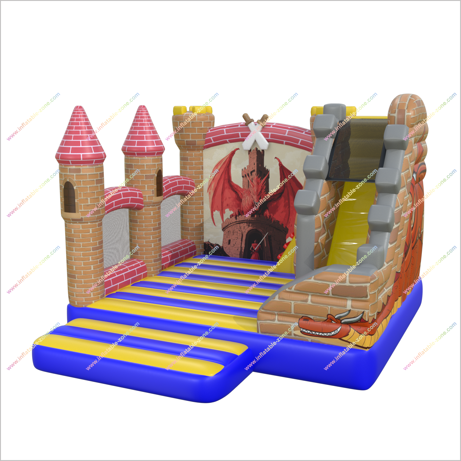 Fun Medieval Combo Castle Slide Bounce House Epic Inflatables And Soft Play Fierce Dragon Jumping Bouncer For Rent - Inflatable-Zone