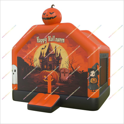 Cute Happy Halloween Inflatable Haunted House Rental Inflatable Pumpkin And Ghost Bouncy Castle For Childrens Parties