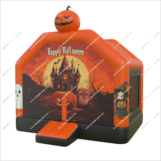 Cute Happy Halloween Inflatable Haunted House Rental Inflatable Pumpkin And Ghost Bouncy Castle For Childrens Parties