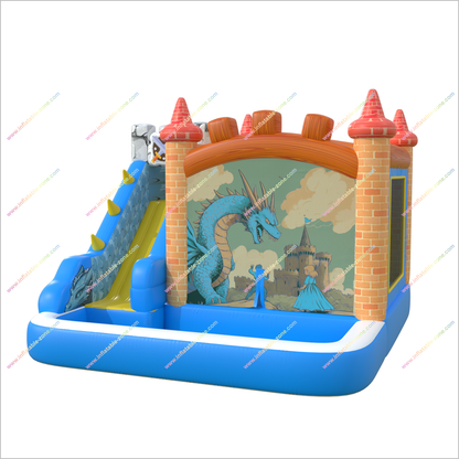 Dragon Guard Castle Bounce House With A Cool Slide Combo Inflatable Pool For Little Knights And Princesses