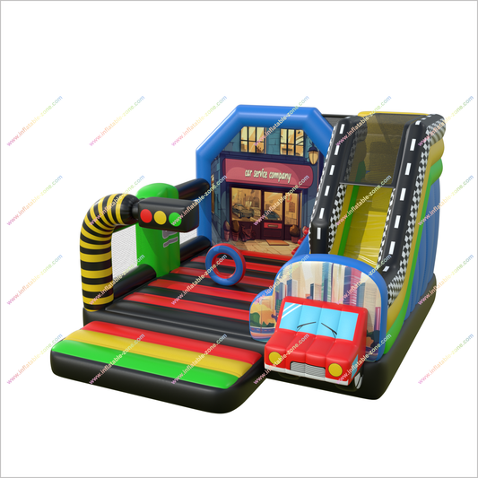 Car Party Bounce House And Slides Combo Inflatable Small Jumping Castle With Slide Blow Up Bouncers For Sale - Inflatable-Zone