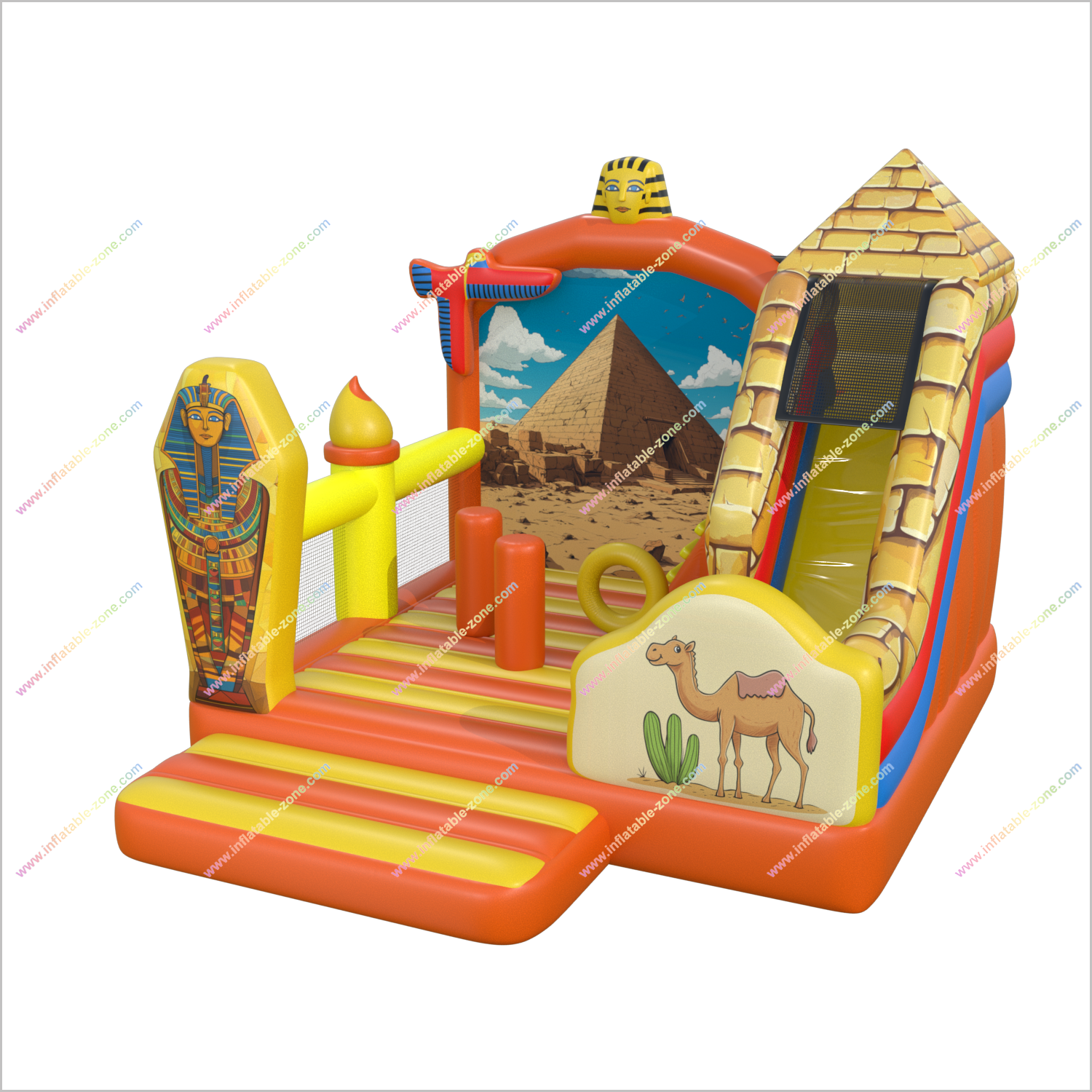 Ancient Egypt Commercial Inflatable Castle Feature Pyramid Jumping House With Slide Combo Bouncers For Rent - Inflatable-Zone