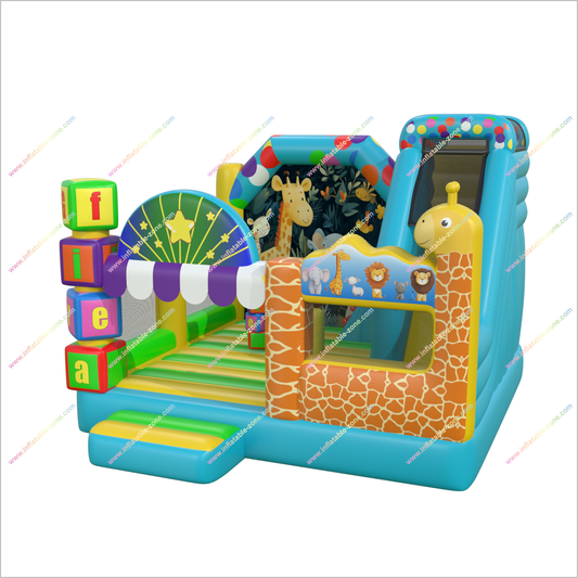Safari Themed Inflatable Slide Bouncy Castle Animal Combo Slide Bounce Houses Inflatable Parties Near Me - Inflatable-Zone