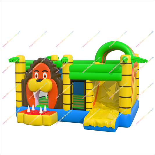 Jungle Lion Inflatable Jumping Castle Target Bouncy Slide Rental Inflatable Combo Bounce House With Slide Inside
