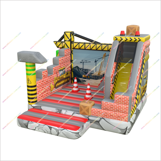 Construction Theme Bounce House Inflatable Castle Rentals Jumper And Slide Combo Happy Hop Bouncer With Slide - Inflatable-Zone