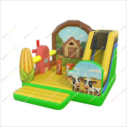 Farm Theme Party Childrens Inflatable Bouncy Castle Playhouse Slide Combo Barnyard Fun Bouncer Jumper Rentals - Inflatable-Zone