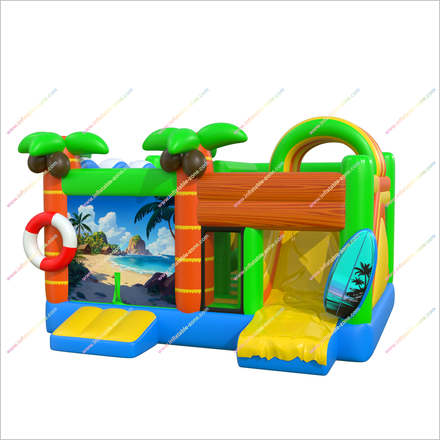 Tropical Combo Bounce House Inflatable Garden Slides Ocean Vibe Adult Inflatable Slides Bouncy Castle Parks Near Me
