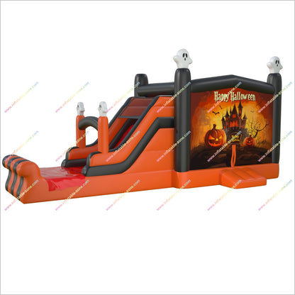 Fun Happy Halloween Haunted Inflatable House Pumpkins Ghosts Bouncy Castle Slide Combo Hire Party Event Near Me