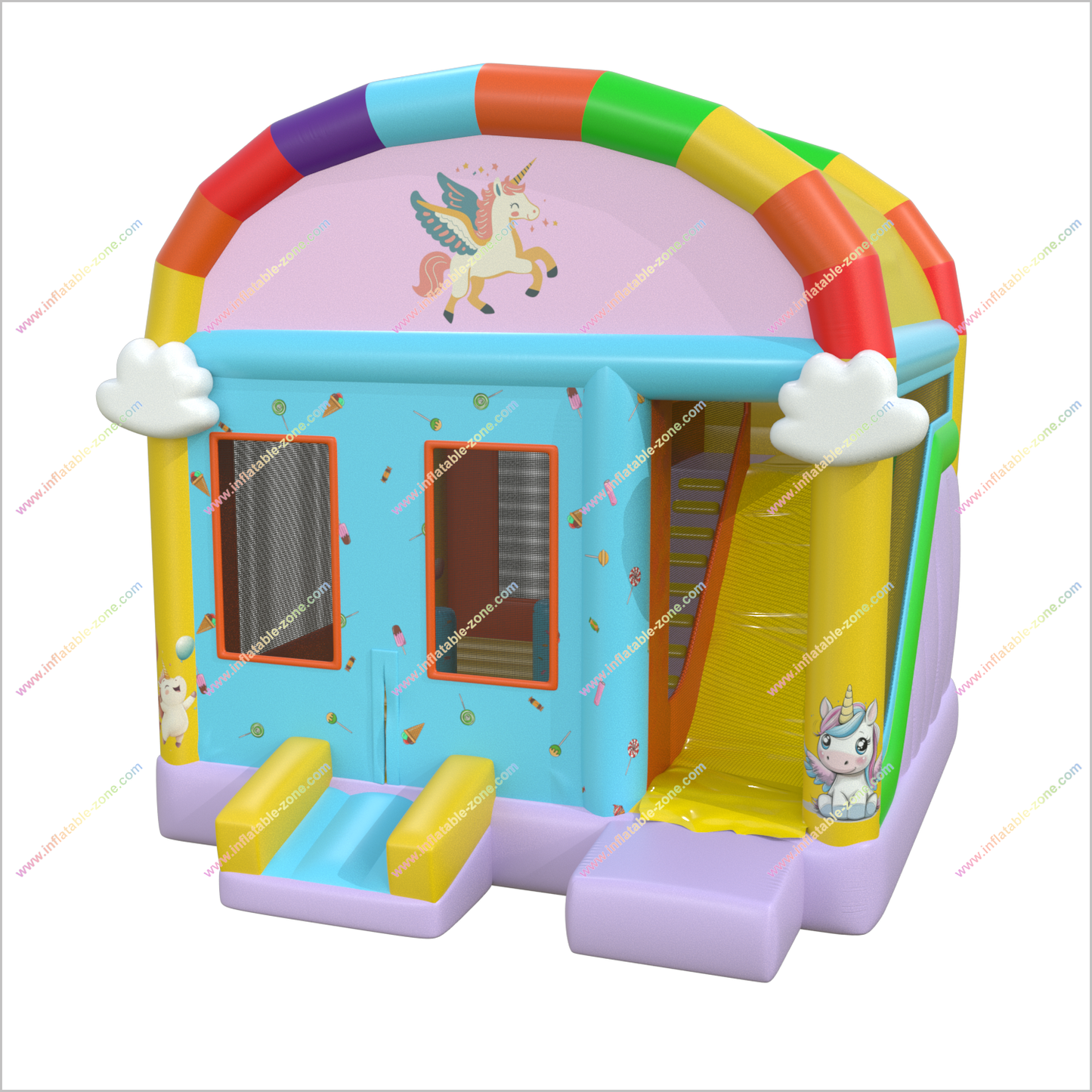 Unicorn Themed Party Soft Play Bouncy Castle Hire Inflatable Combo Slide Magical Fun Sports Bounce House With Slide - Inflatable-Zone