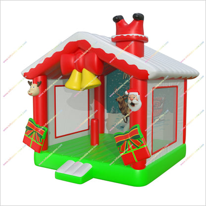 Christmas Party Presents Childrens Small Bouncy Castle Santa And Reindeer Inflatable Bounce House For Rent