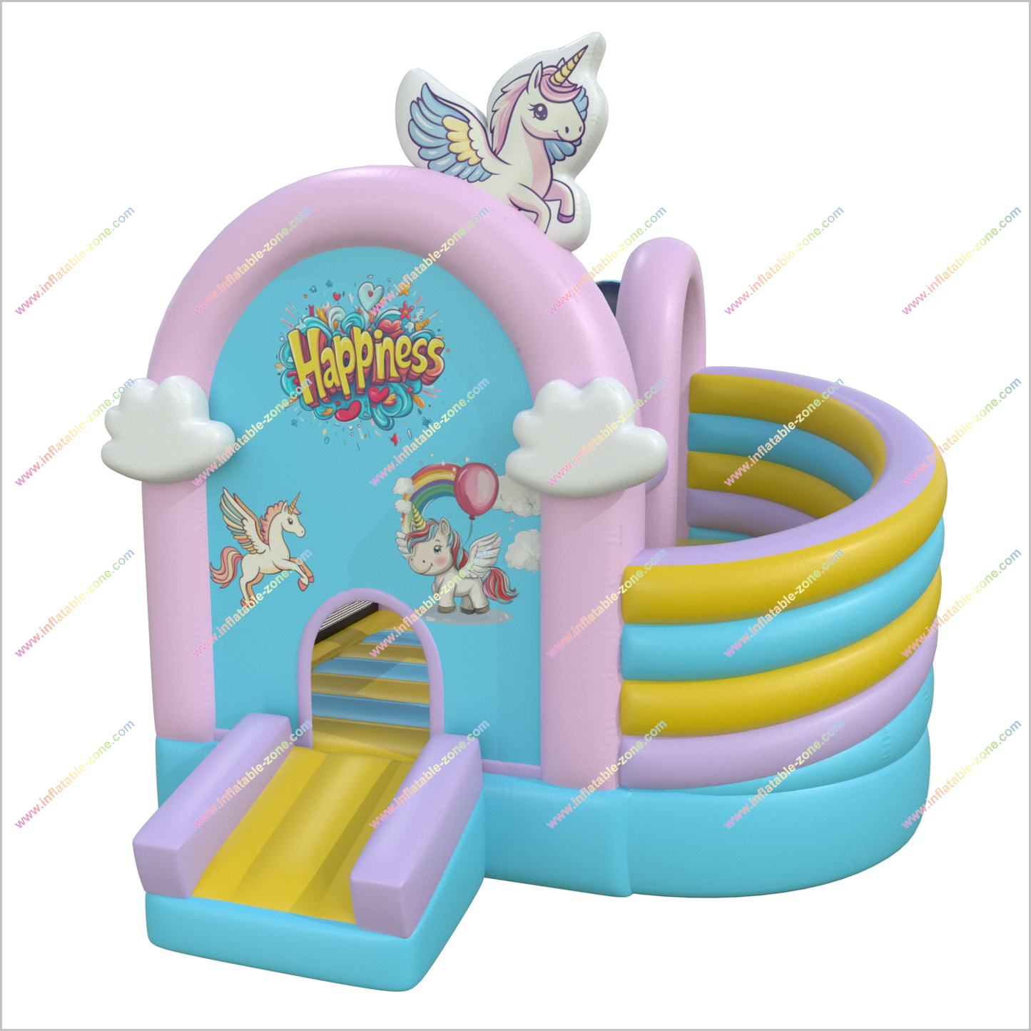 Unicorn Jumpy House Inflatable Bouncers Happiness Fun Amusement Park Small Bouncy Castle With Slide Hire
