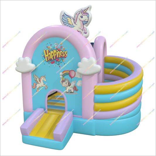 Unicorn Jumpy House Inflatable Bouncers Happiness Fun Amusement Park Small Bouncy Castle With Slide Hire