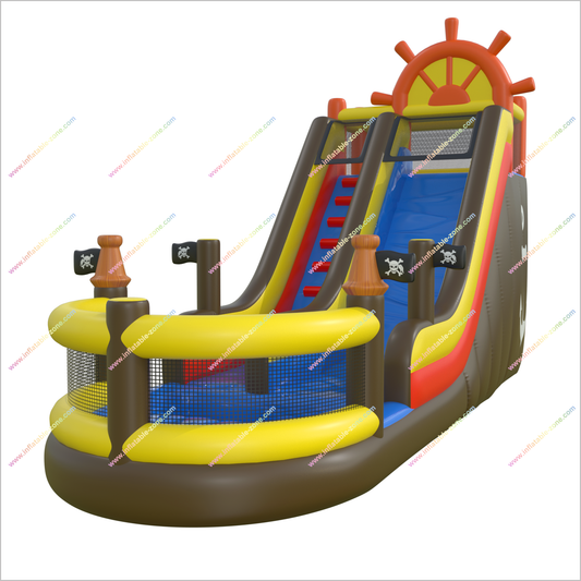 Pirate Ship Inflatable Water Slide Target Commercial Bounce House Water Blow Up Slide With Pool