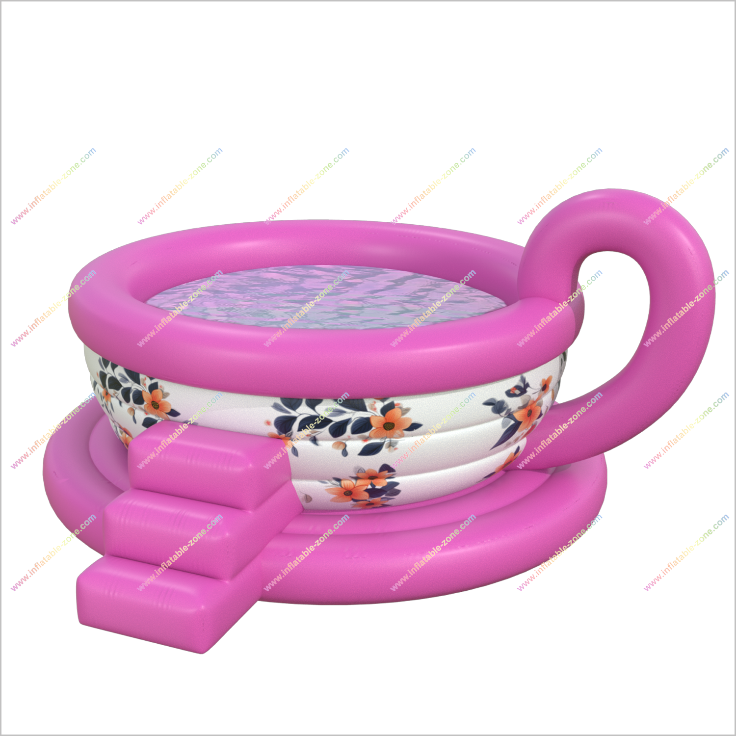 Look Awesome Inflatable Tea Cup Pool Whimsical Backyard Fun Floral Tea Cup Inflatable Pool - Inflatable-Zone