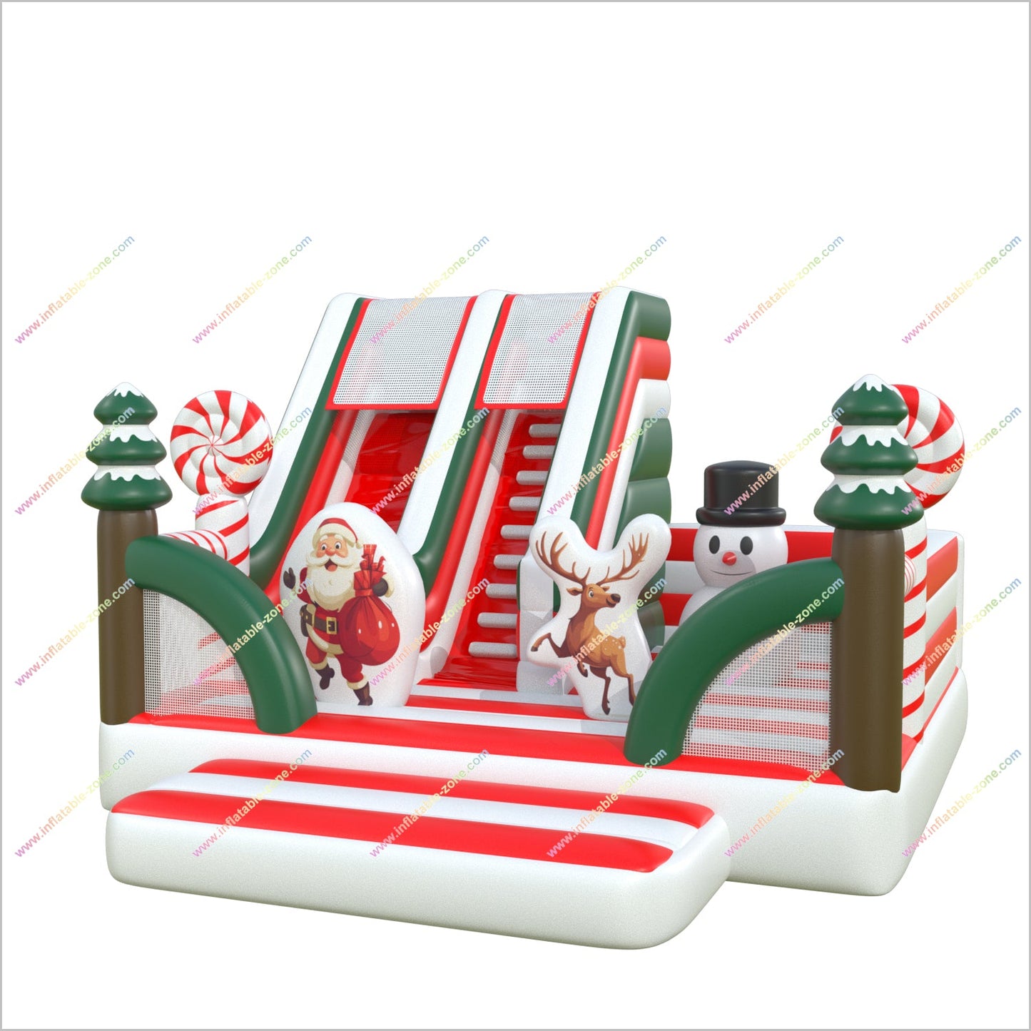 Christmas-Themed Combo Bounce Houses Inflatable Slide Near Me Blow Up Bouncy Castle With Slide Playground Outside
