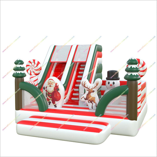 Christmas-Themed Combo Bounce Houses Inflatable Slide Near Me Blow Up Bouncy Castle With Slide Playground Outside
