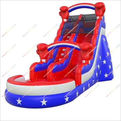 Inflatable Patriotic Bouncy Water Slide Rental Star-Spangled Large Inflatable Water Slide For Pool