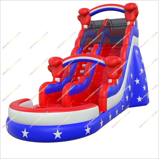 Inflatable Patriotic Bouncy Water Slide Rental Star-Spangled Large Inflatable Water Slide For Pool