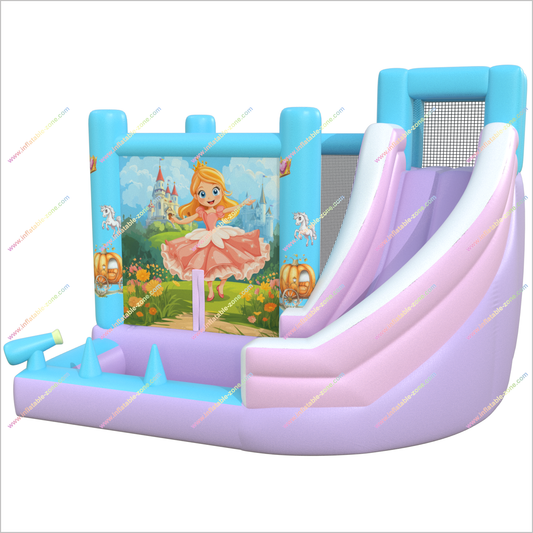 Princess-Themed Inflatable Bounce House And Water Slide Combo Magical Party Jumping Castle Slide Into Pool