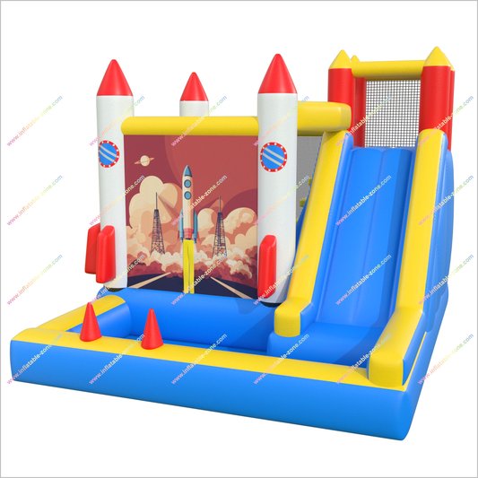 Inflatable Rocket Bouncy Castle And Ball Pit Hire Best Inflatable Bounce House With Water Slide Combo Blast
