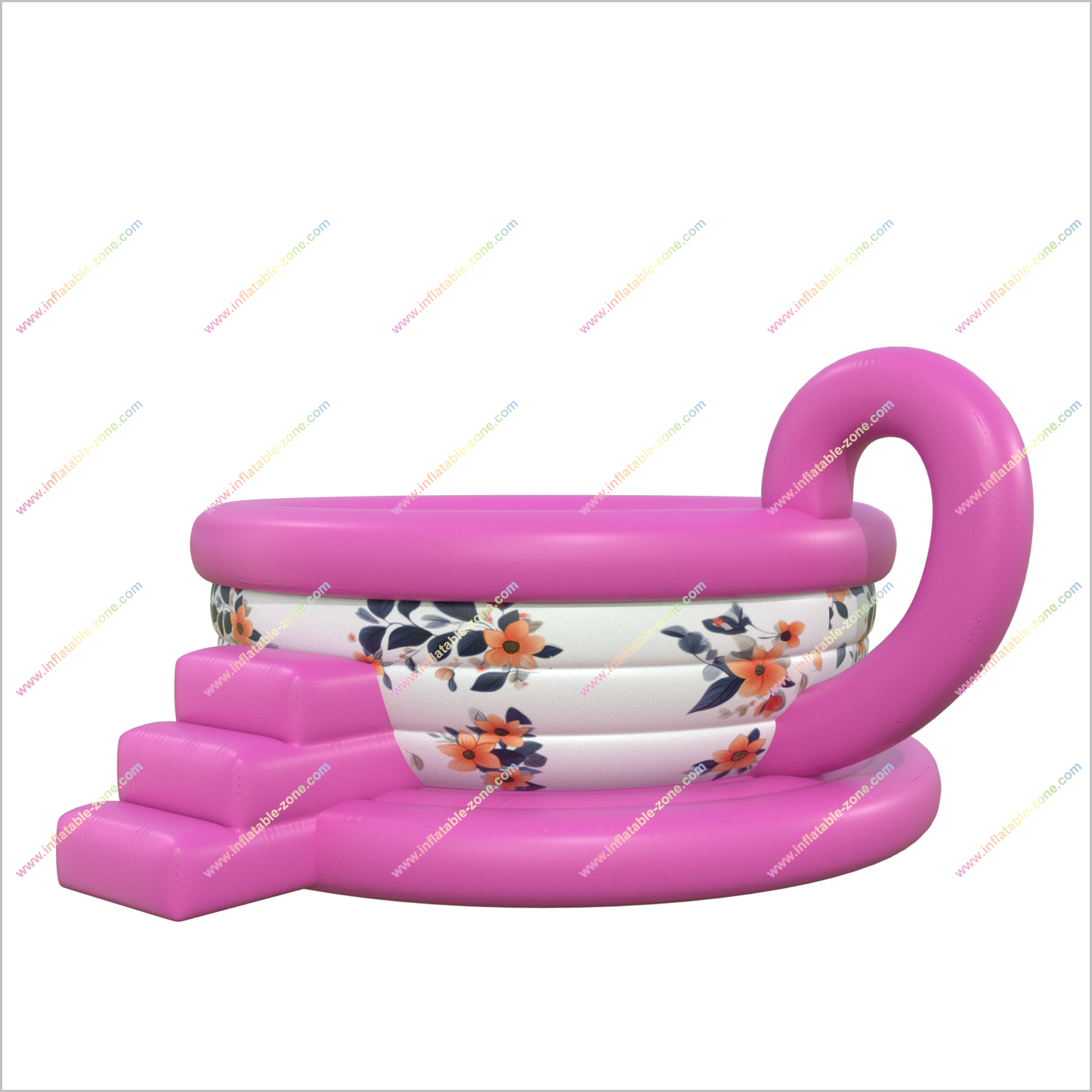 Look Awesome Inflatable Tea Cup Pool Whimsical Backyard Fun Floral Tea Cup Inflatable Pool - Inflatable-Zone