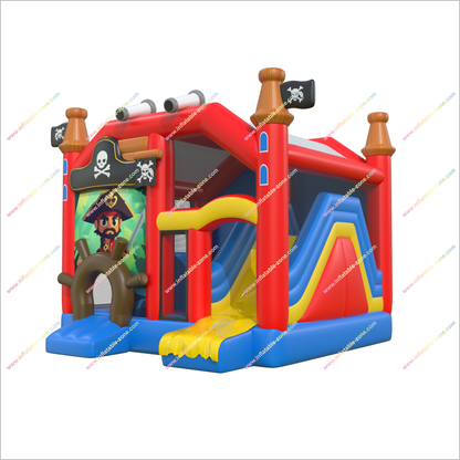 Pirate-Themed Inflatable Bounce House With Slide Rental Mini Combo Jumper Bouncy Castle For Party
