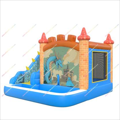 Dragon Guard Castle Bounce House With A Cool Slide Combo Inflatable Pool For Little Knights And Princesses