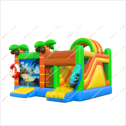 Tropical Combo Bounce House Inflatable Garden Slides Ocean Vibe Adult Inflatable Slides Bouncy Castle Parks Near Me