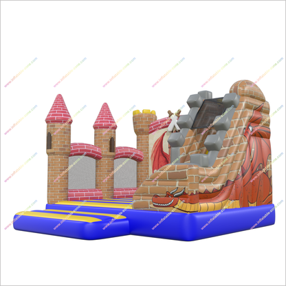 Fun Medieval Combo Castle Slide Bounce House Epic Inflatables And Soft Play Fierce Dragon Jumping Bouncer For Rent - Inflatable-Zone