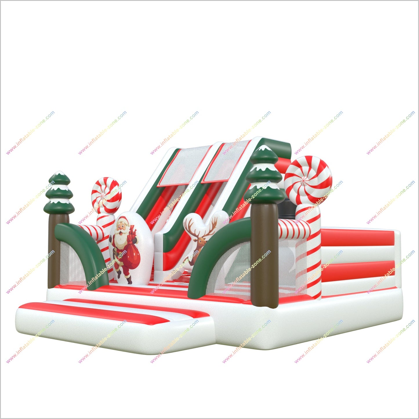 Christmas-Themed Combo Bounce Houses Inflatable Slide Near Me Blow Up Bouncy Castle With Slide Playground Outside