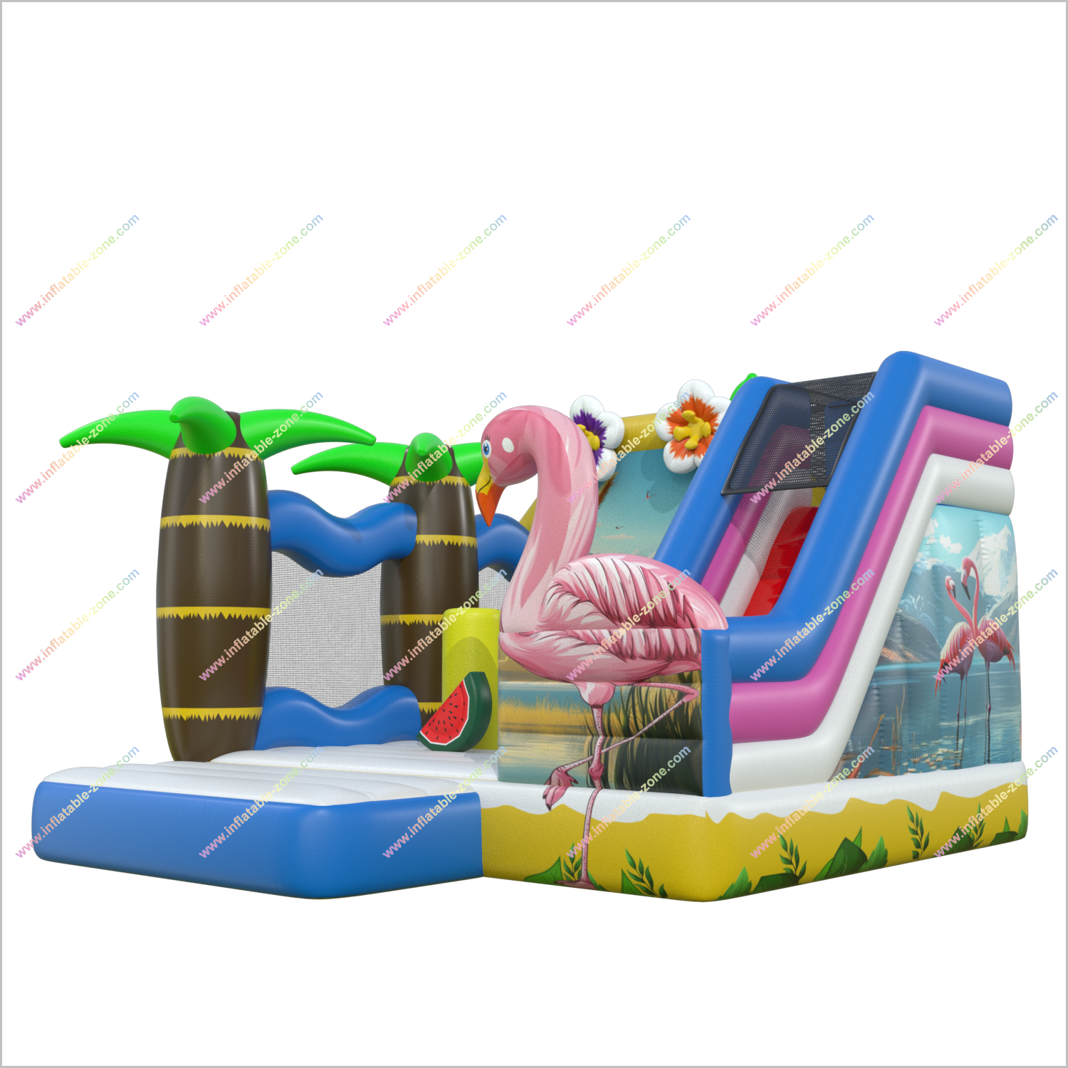 Fun Flamingo Bouncers Inflatables Outdoor Event Space Great Combo Small Bounce House With Slide - Inflatable-Zone