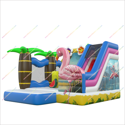 Fun Flamingo Bouncers Inflatables Outdoor Event Space Great Combo Small Bounce House With Slide - Inflatable-Zone