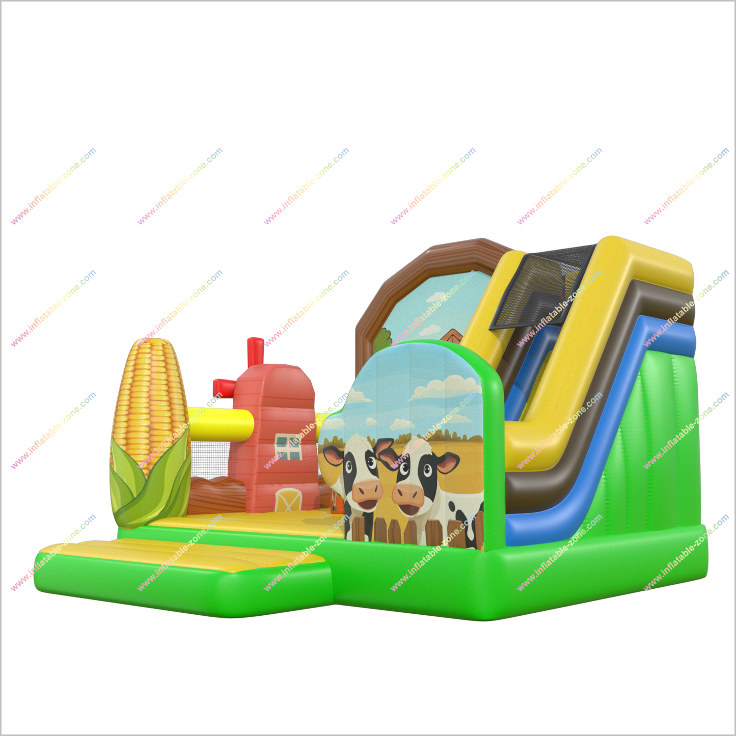 Farm Theme Party Childrens Inflatable Bouncy Castle Playhouse Slide Combo Barnyard Fun Bouncer Jumper Rentals - Inflatable-Zone