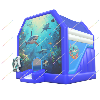 Underwater-Themed Inflatable Jump House Near Me Sharks And Ocean Life Hire A Bouncy Castle For Adults